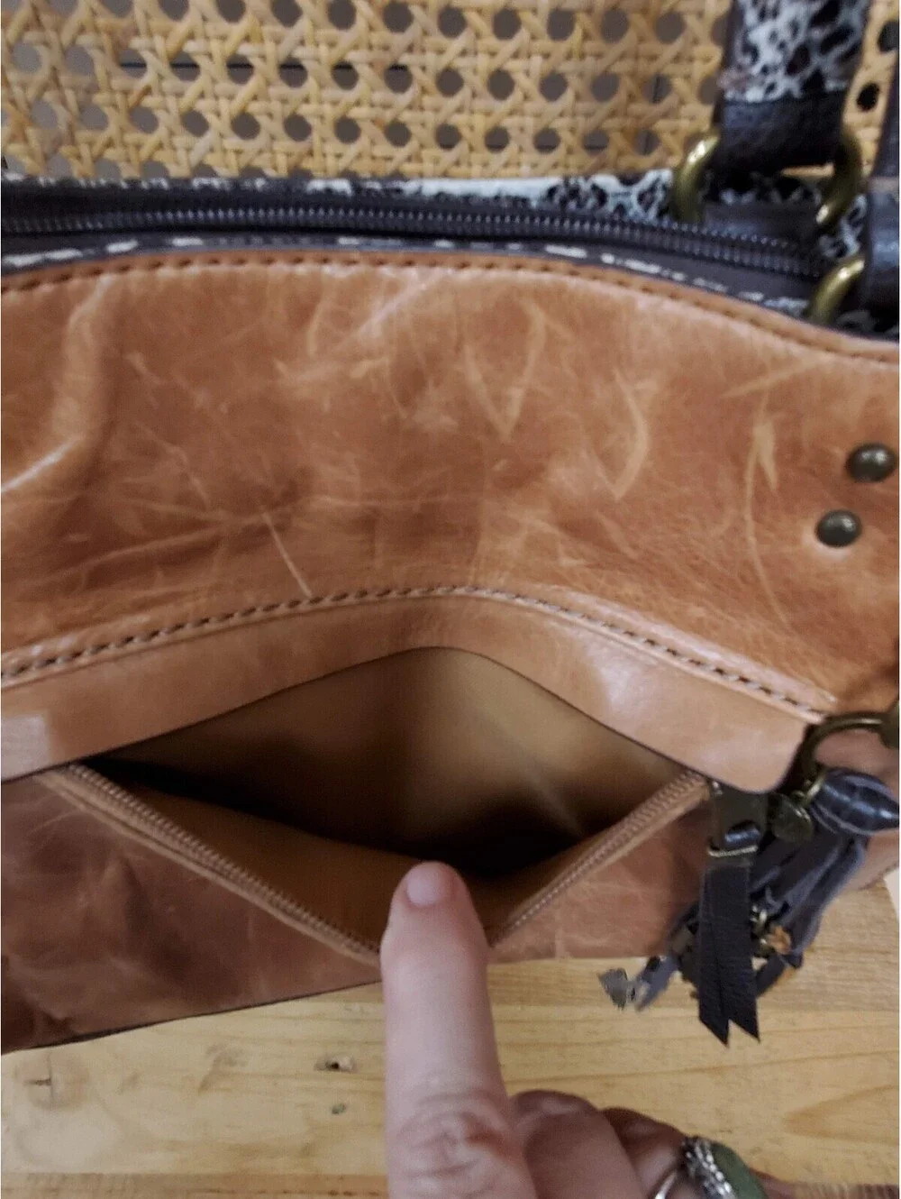 The Sak De Young Brown Leather Satchel Shoulder Bag w/ Leaf Tassel